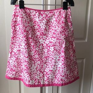 L.L. Bean Floral Pink White Skirt Sz 12